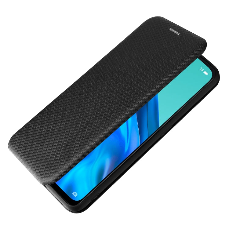For OPPO Reno 5A(Japan version) Carbon Fiber Texture Horizontal Flip TPU + PC + PU Leather Case with Card Slot(Black) by buy2fix