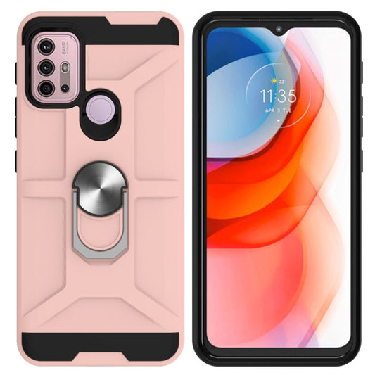 For Motorola Moto G10 / G30 War-god Armor TPU + PC Shockproof Magnetic Protective Case with Ring Holder(Rose Gold) by buy2fix