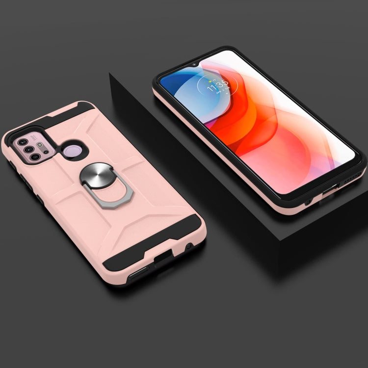 For Motorola Moto G10 / G30 War-god Armor TPU + PC Shockproof Magnetic Protective Case with Ring Holder(Rose Gold) by buy2fix
