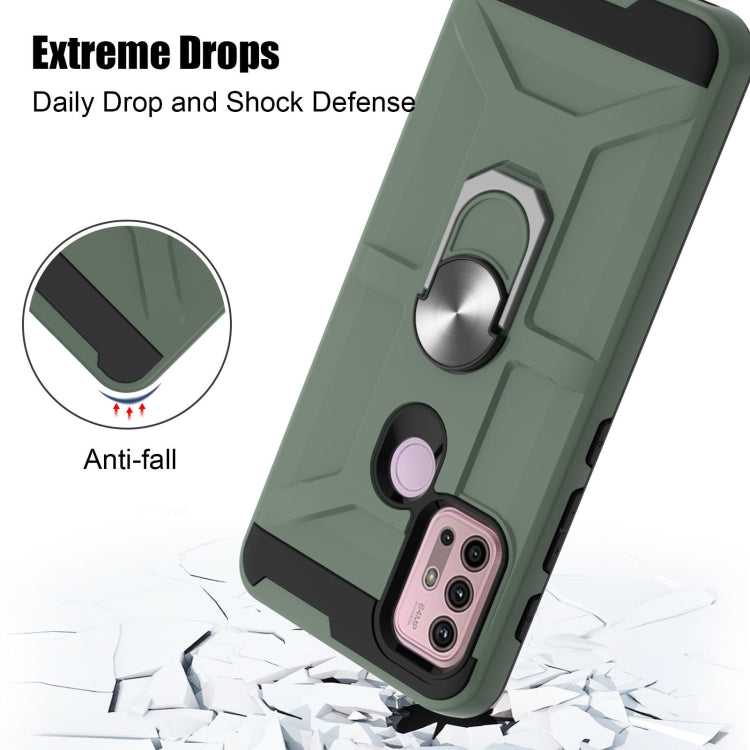 For Motorola Moto G10 / G30 War-god Armor TPU + PC Shockproof Magnetic Protective Case with Ring Holder(Deep Green) - Motorola Cases by buy2fix | Online Shopping UK | buy2fix