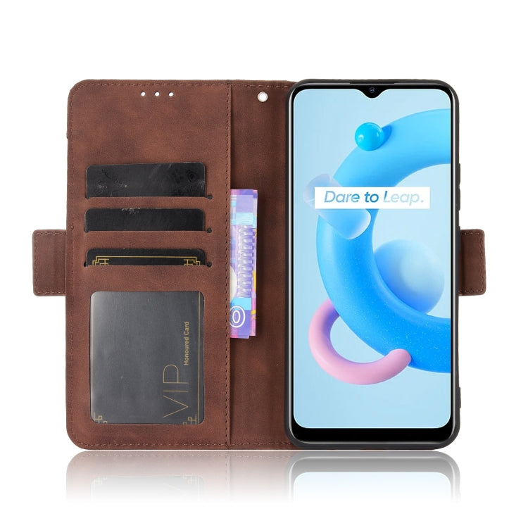 For OPPO Realme C11 2021 / C20 / C20A Skin Feel Calf Pattern Horizontal Flip Leather Case with Holder & Card Slots & Photo Frame(Brown) - Realme Cases by buy2fix | Online Shopping UK | buy2fix