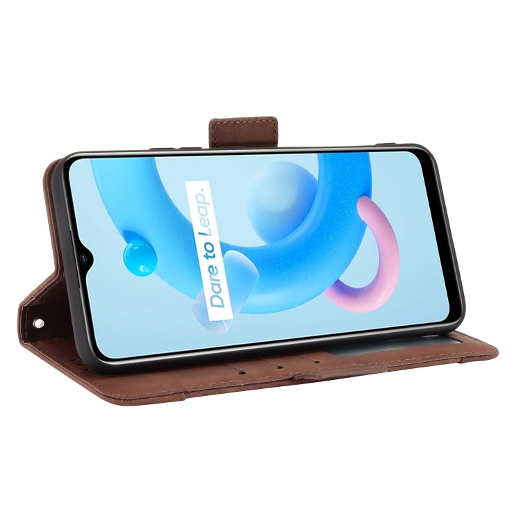 For OPPO Realme C11 2021 / C20 / C20A Skin Feel Calf Pattern Horizontal Flip Leather Case with Holder & Card Slots & Photo Frame(Brown) - Realme Cases by buy2fix | Online Shopping UK | buy2fix