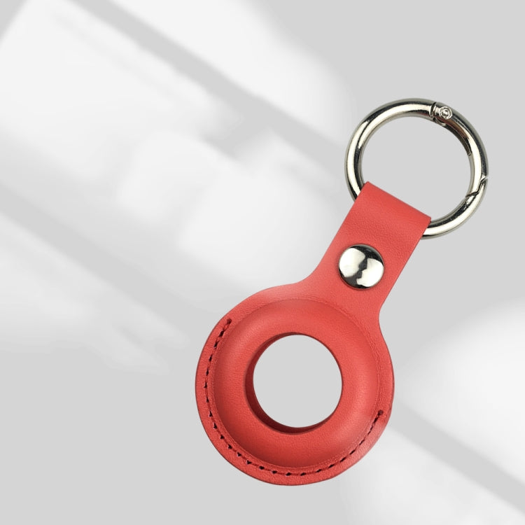 Shockproof Anti-scratch Leather Protective Case Cover Key Chain with Hang Loop For AirTag(Red) - Key Chain Series by buy2fix | Online Shopping UK | buy2fix