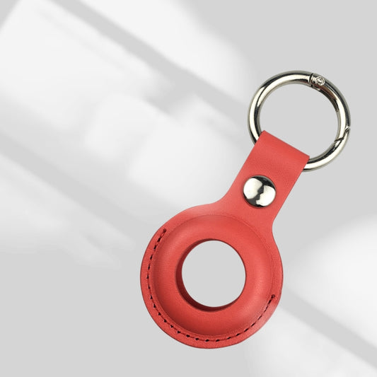 Shockproof Anti-scratch Leather Protective Case Cover Key Chain with Hang Loop For AirTag(Red) by buy2fix