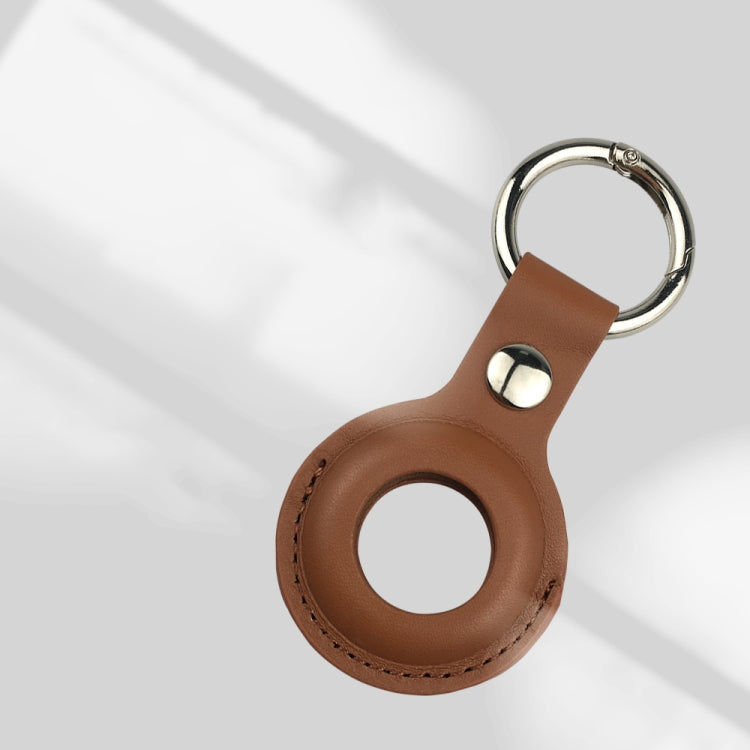 Shockproof Anti-scratch Leather Protective Case Cover Key Chain with Hang Loop For AirTag(Brown) - Key Chain Series by buy2fix | Online Shopping UK | buy2fix