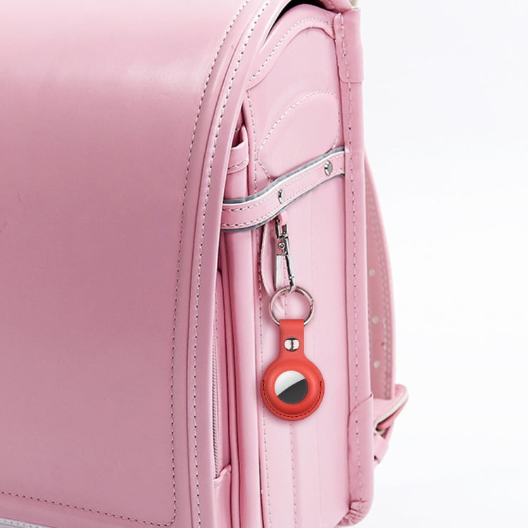 Shockproof Anti-scratch Leather Protective Case Cover Key Chain with Hang Loop For AirTag(Red) - Key Chain Series by buy2fix | Online Shopping UK | buy2fix