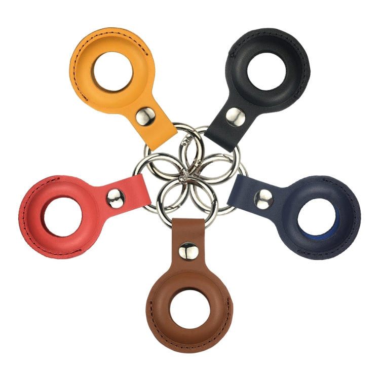 Shockproof Anti-scratch Leather Protective Case Cover Key Chain with Hang Loop For AirTag(Brown) - Key Chain Series by buy2fix | Online Shopping UK | buy2fix
