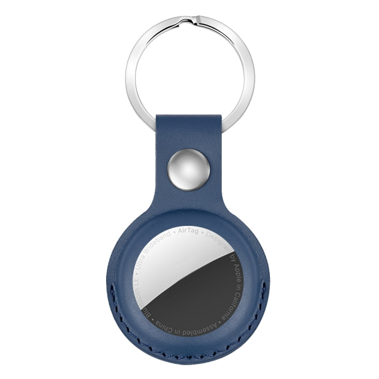 For AirTag Shockproof Anti-scratch Leather Protective Case Cover with Hang Loop Key Chain(Blue) - Key Chain Series by buy2fix | Online Shopping UK | buy2fix