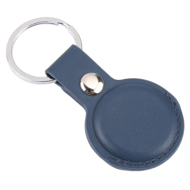 For AirTag Shockproof Anti-scratch Leather Protective Case Cover with Hang Loop Key Chain(Blue) - Key Chain Series by buy2fix | Online Shopping UK | buy2fix