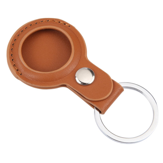 For AirTag Shockproof Anti-scratch Leather Protective Case Cover with Hang Loop Key Chain(Brown) - Key Chain Series by buy2fix | Online Shopping UK | buy2fix