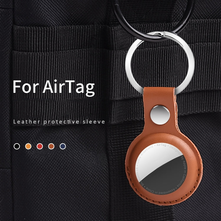 For AirTag Shockproof Anti-scratch Leather Protective Case Cover with Hang Loop Key Chain(Red) - Key Chain Series by buy2fix | Online Shopping UK | buy2fix