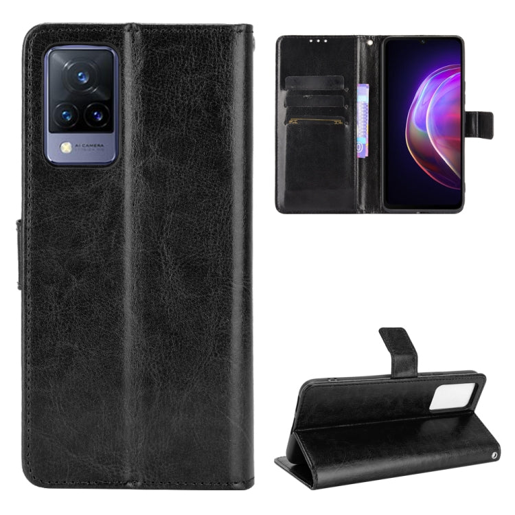 For vivo V21 4G / 5G Crazy Horse Texture Horizontal Flip Leather Case with Holder & Card Slots & Lanyard(Black) - vivo Cases by buy2fix | Online Shopping UK | buy2fix
