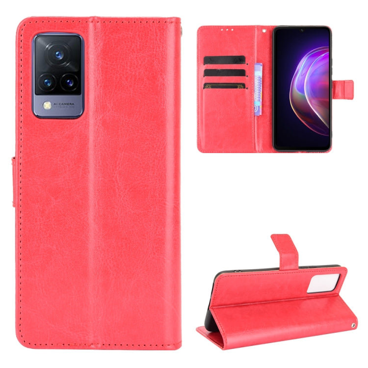 For vivo V21 4G / 5G Crazy Horse Texture Horizontal Flip Leather Case with Holder & Card Slots & Lanyard(Red) - vivo Cases by buy2fix | Online Shopping UK | buy2fix