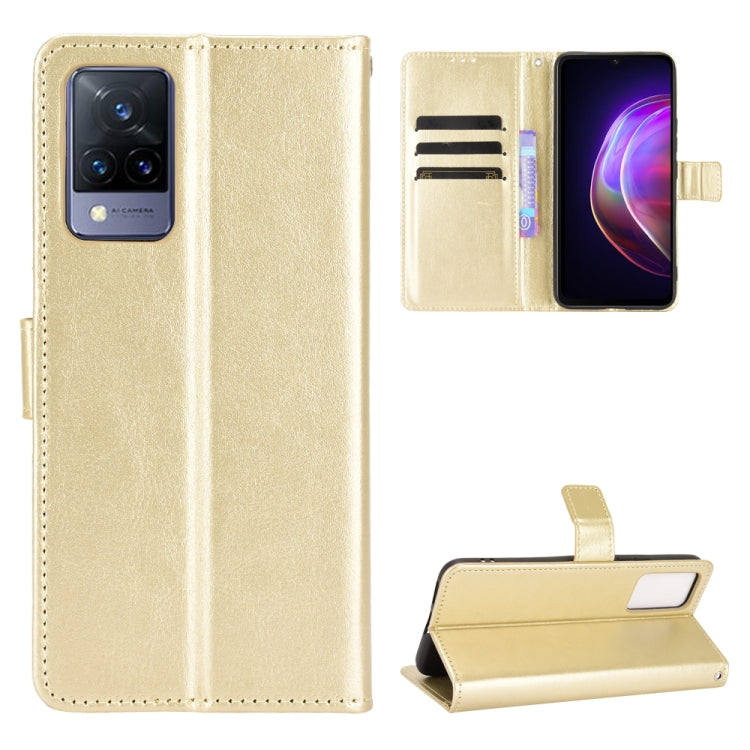 For vivo V21 4G / 5G Crazy Horse Texture Horizontal Flip Leather Case with Holder & Card Slots & Lanyard(Gold) - vivo Cases by buy2fix | Online Shopping UK | buy2fix