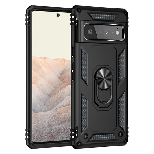 For Google Pixel 6 Pro Shockproof TPU + PC Protective Case with 360 Degree Rotating Holder(Black) by buy2fix