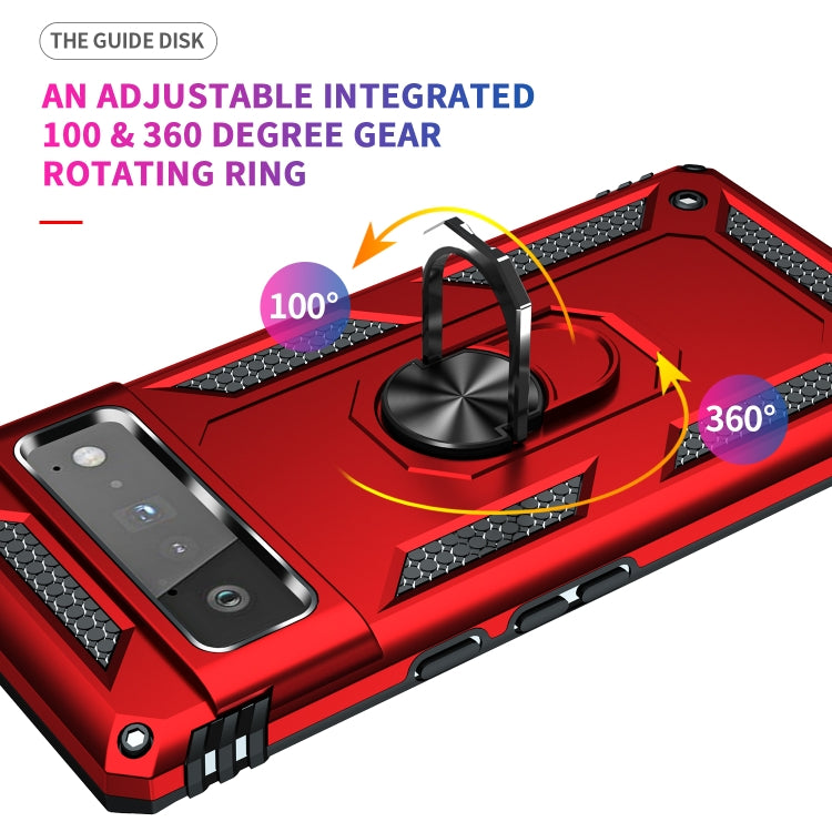 For Google Pixel 6 Pro Shockproof TPU + PC Protective Case with 360 Degree Rotating Holder(Red) by buy2fix