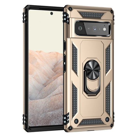 For Google Pixel 6 Pro Shockproof TPU + PC Protective Case with 360 Degree Rotating Holder(Gold) by buy2fix