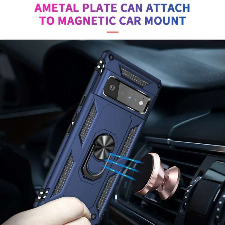 For Google Pixel 6 Pro Shockproof TPU + PC Protective Case with 360 Degree Rotating Holder(Blue) - Google Cases by buy2fix | Online Shopping UK | buy2fix