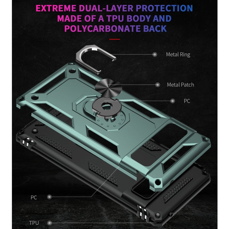 For Google Pixel 6 Pro Shockproof TPU + PC Protective Case with 360 Degree Rotating Holder(Dark Green) - Google Cases by buy2fix | Online Shopping UK | buy2fix