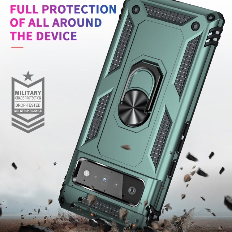 For Google Pixel 6 Pro Shockproof TPU + PC Protective Case with 360 Degree Rotating Holder(Dark Green) - Google Cases by buy2fix | Online Shopping UK | buy2fix