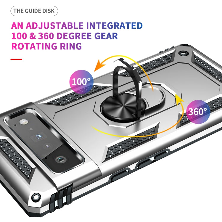 For Google Pixel 6 Pro Shockproof TPU + PC Protective Case with 360 Degree Rotating Holder(Silver) by buy2fix