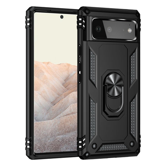 For Google Pixel 6 Shockproof TPU + PC Protective Case with 360 Degree Rotating Holder(Black) by buy2fix