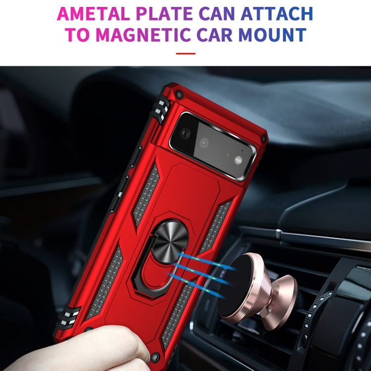 For Google Pixel 6 Shockproof TPU + PC Protective Case with 360 Degree Rotating Holder(Red) - Google Cases by buy2fix | Online Shopping UK | buy2fix