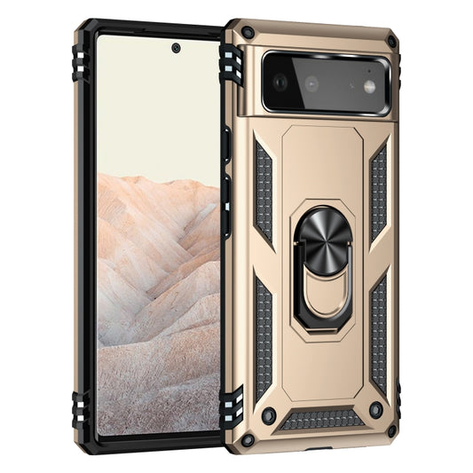 For Google Pixel 6 Shockproof TPU + PC Protective Case with 360 Degree Rotating Holder(Gold) by buy2fix