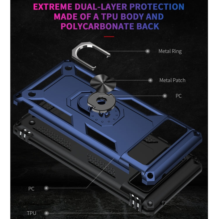 For Google Pixel 6 Shockproof TPU + PC Protective Case with 360 Degree Rotating Holder(Blue) - Google Cases by buy2fix | Online Shopping UK | buy2fix