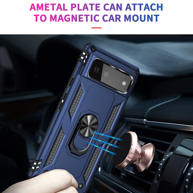 For Google Pixel 6 Shockproof TPU + PC Protective Case with 360 Degree Rotating Holder(Blue) - Google Cases by buy2fix | Online Shopping UK | buy2fix