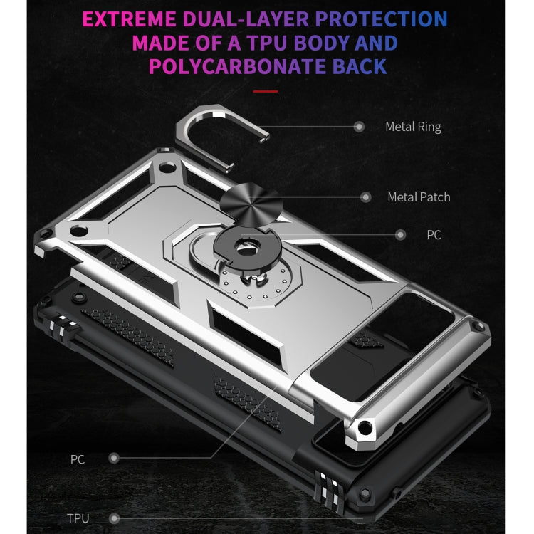 For Google Pixel 6 Shockproof TPU + PC Protective Case with 360 Degree Rotating Holder(Silver) - Google Cases by buy2fix | Online Shopping UK | buy2fix
