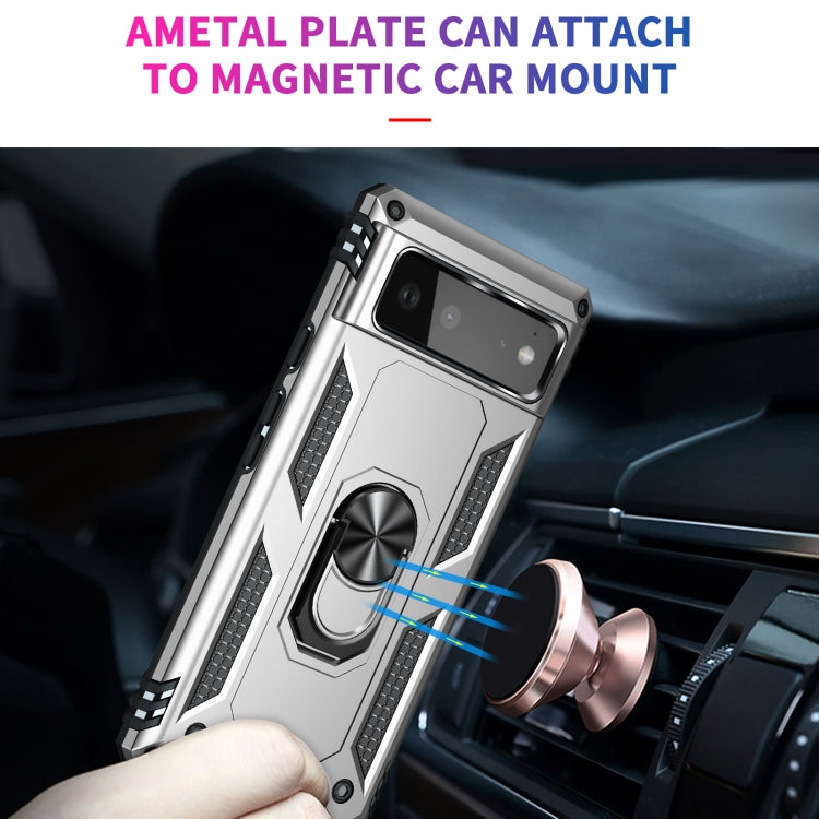 For Google Pixel 6 Shockproof TPU + PC Protective Case with 360 Degree Rotating Holder(Silver) - Google Cases by buy2fix | Online Shopping UK | buy2fix