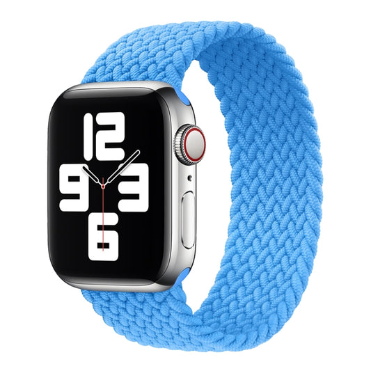 Metal Head Braided Nylon Solid Color Watch Band For Apple Watch Series 9&8&7 41mm / SE 3&SE 2&6&SE&5&4 40mm / 3&2&1 38mm, Size:XS 128mm(Sky Blue) by buy2fix