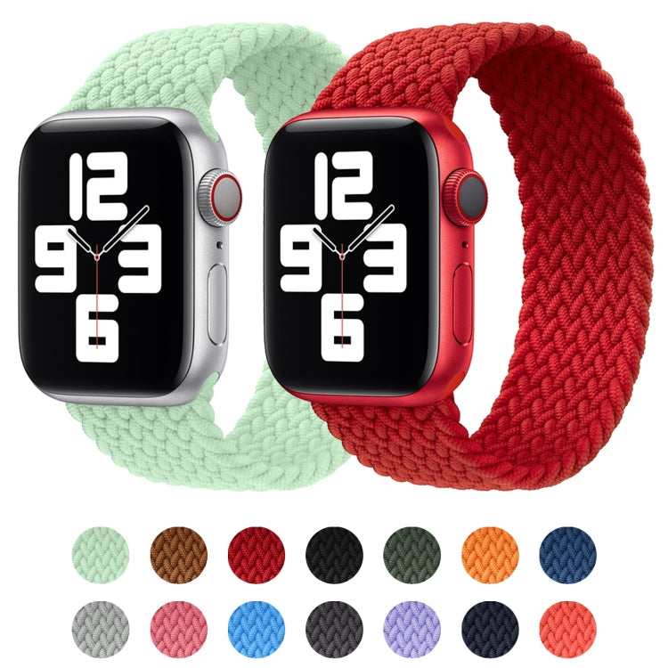 Metal Head Braided Nylon Solid Color Watch Band For Apple Watch Series 9&8&7 41mm / SE 3&SE 2&6&SE&5&4 40mm / 3&2&1 38mm, Size:S 135mm(Red) by buy2fix
