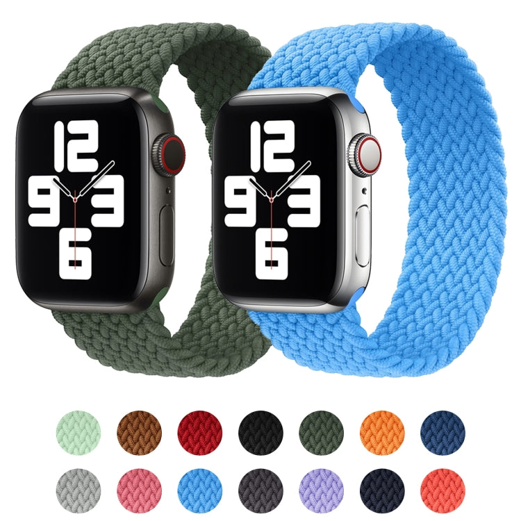 Metal Head Braided Nylon Solid Color Watch Band For Apple Watch Ultra 49mm&Watch Ultra 2 49mm / Series 9&8&7 45mm / SE 3&SE 2&6&SE&5&4 44mm / 3&2&1 42mm, Size:XS 135mm(Dark Olive Green) by buy2fix