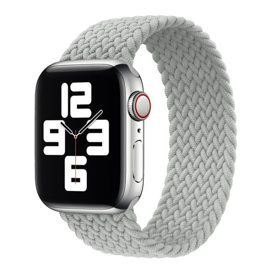 Metal Head Braided Nylon Solid Color Watch Band For Apple Watch Ultra 49mm&Watch Ultra 2 49mm / Series 9&8&7 45mm / SE 3&SE 2&6&SE&5&4 44mm / 3&2&1 42mm, Size:M 155mm(Pearl White) by buy2fix