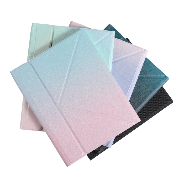 B07S Splittable Backlight Bluetooth Keyboard Leather Tablet Case with Triangle Holder & Pen Slot For iPad 9.7 2018 & 2017 / Pro 9.7 / Air 2(Gradient Blue Pink) by buy2fix