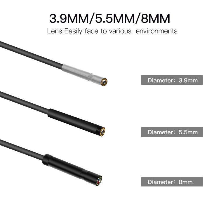 P60B 3.9mm 1080P 2.4 inch IPS Screen IP68 Waterproof HD Digital Endoscope, Length:10m Hard Cable - by buy2fix | Online Shopping UK | buy2fix