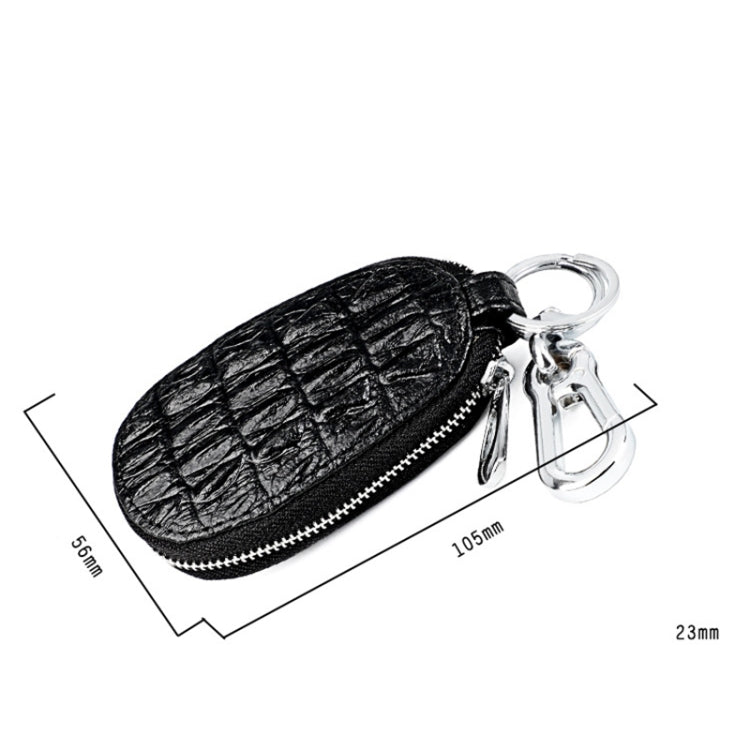 Crocodile Texture First Layer Cowhide Hanging Waist Car Key Bag(Black) by buy2fix