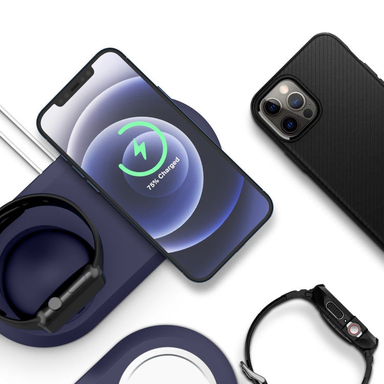 2 In 1 Multi-function Magsafe Charging Stand Holder for Apple Watch / iPhone(Midnight Blue) by buy2fix