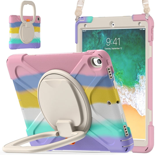 For iPad Pro 10.5 2017 / Air 10.5 2019 Silicone + PC Protective Case with Holder & Shoulder Strap(Colorful Pink) - iPad Air (2019) Cases by buy2fix | Online Shopping UK | buy2fix