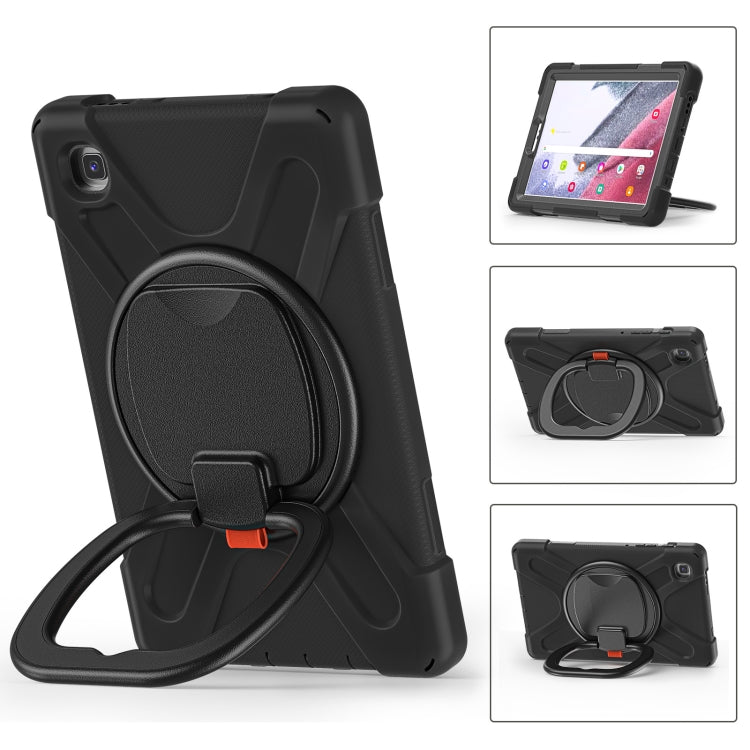 For Samsung Galaxy Tab A7 Lite T220 / T225 Silicone + PC Protective Case with Holder & Shoulder Strap(Black) - Tab A7 Lite T220 / T225 by buy2fix | Online Shopping UK | buy2fix