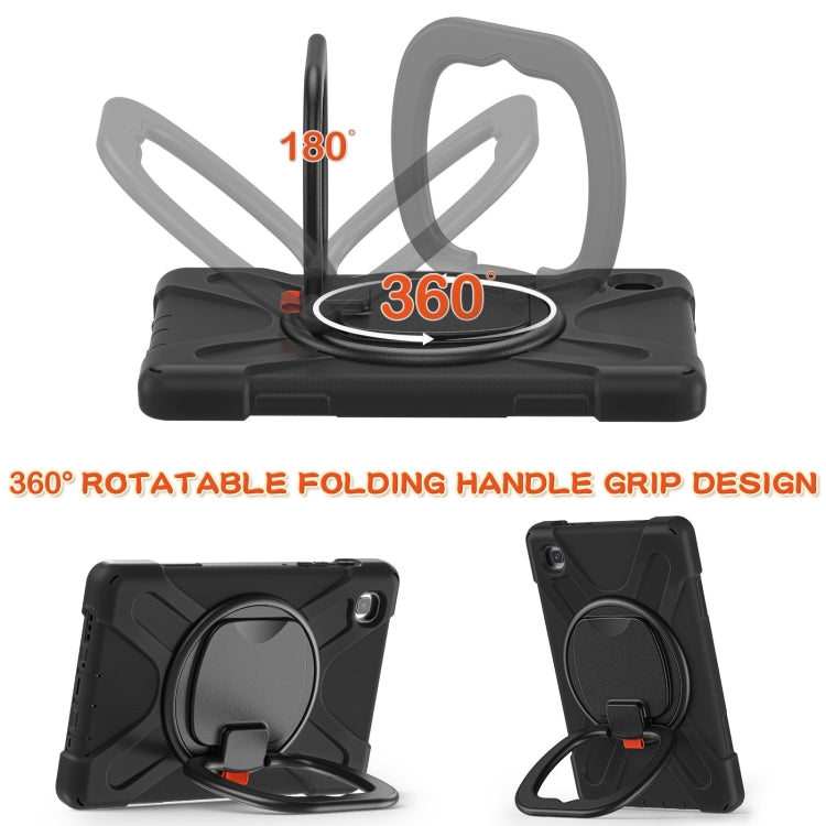 For Samsung Galaxy Tab A7 Lite T220 / T225 Silicone + PC Protective Case with Holder & Shoulder Strap(Black) - Tab A7 Lite T220 / T225 by buy2fix | Online Shopping UK | buy2fix