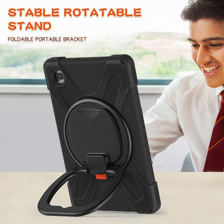 For Samsung Galaxy Tab A7 Lite T220 / T225 Silicone + PC Protective Case with Holder & Shoulder Strap(Black) - Tab A7 Lite T220 / T225 by buy2fix | Online Shopping UK | buy2fix