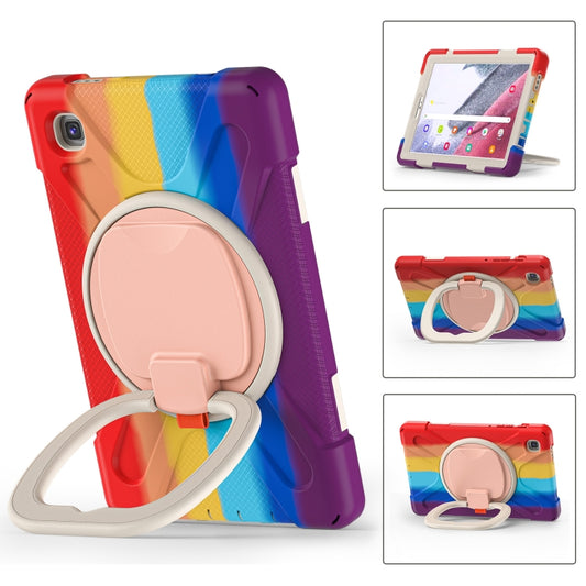 For Samsung Galaxy Tab A7 Lite T220 / T225 Silicone + PC Protective Case with Holder & Shoulder Strap(Colorful Red) by buy2fix