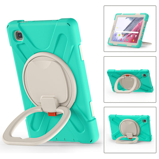 For Samsung Galaxy Tab A7 Lite T220 / T225 Silicone + PC Protective Case with Holder & Shoulder Strap(Mint Green) by buy2fix