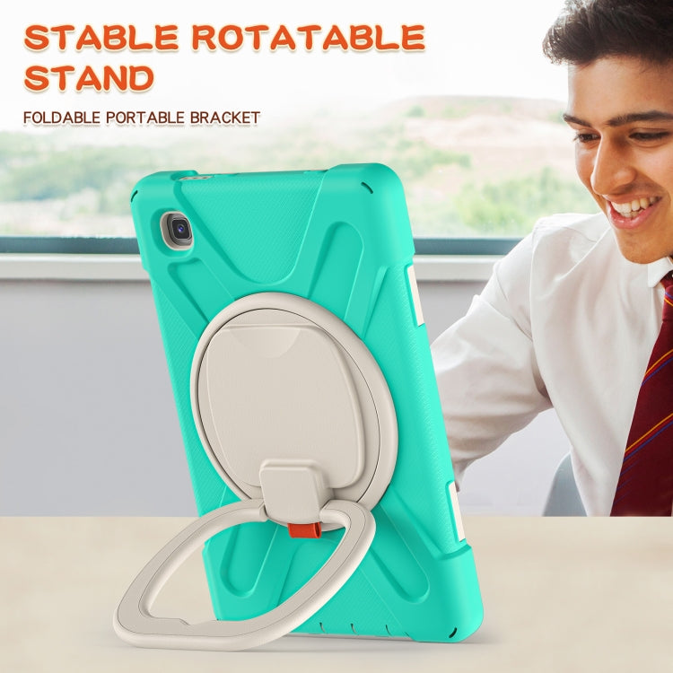 For Samsung Galaxy Tab A7 Lite T220 / T225 Silicone + PC Protective Case with Holder & Shoulder Strap(Mint Green) - Tab A7 Lite T220 / T225 by buy2fix | Online Shopping UK | buy2fix