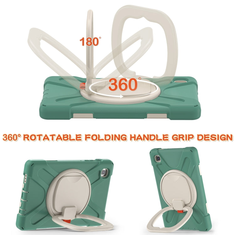 For Samsung Galaxy Tab A7 Lite T220 / T225 Silicone + PC Protective Case with Holder & Shoulder Strap(Emerald Green) - Tab A7 Lite T220 / T225 by buy2fix | Online Shopping UK | buy2fix