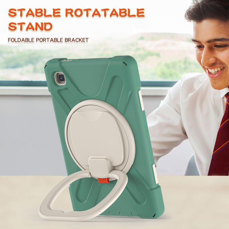 For Samsung Galaxy Tab A7 Lite T220 / T225 Silicone + PC Protective Case with Holder & Shoulder Strap(Emerald Green) - Tab A7 Lite T220 / T225 by buy2fix | Online Shopping UK | buy2fix