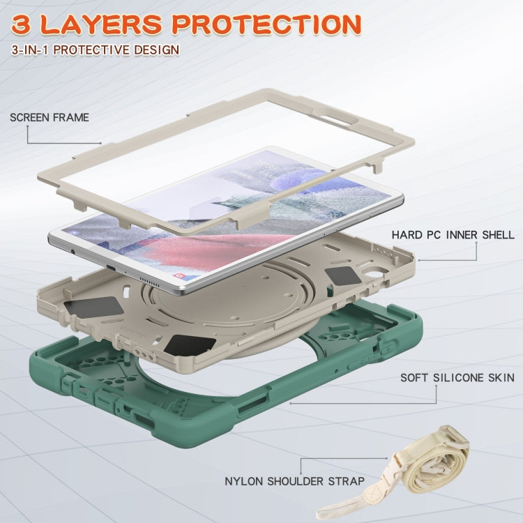For Samsung Galaxy Tab A7 Lite T220 / T225 Silicone + PC Protective Case with Holder & Shoulder Strap(Emerald Green) - Tab A7 Lite T220 / T225 by buy2fix | Online Shopping UK | buy2fix